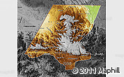 Physical Map of Huehuetenango, darken, desaturated