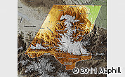 Physical Map of Huehuetenango, darken, semi-desaturated