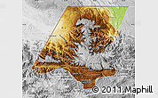 Physical Map of Huehuetenango, lighten, desaturated
