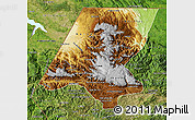 Physical Map of Huehuetenango, satellite outside