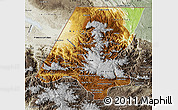 Physical Map of Huehuetenango, semi-desaturated