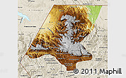 Physical Map of Huehuetenango, shaded relief outside