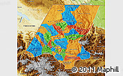 Political Map of Huehuetenango, physical outside