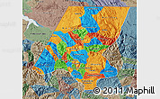 Political Map of Huehuetenango, semi-desaturated