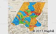 Political Map of Huehuetenango, shaded relief outside