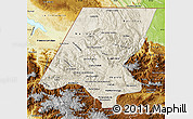 Shaded Relief Map of Huehuetenango, physical outside