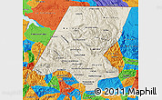 Shaded Relief Map of Huehuetenango, political outside