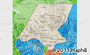 Shaded Relief Map of Huehuetenango, political shades outside