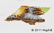 Physical Panoramic Map of Huehuetenango, cropped outside