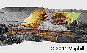 Physical Panoramic Map of Huehuetenango, darken, desaturated