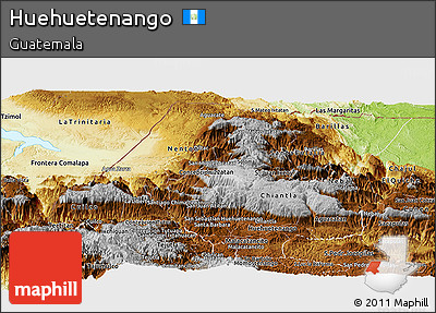 Physical Panoramic Map of Huehuetenango