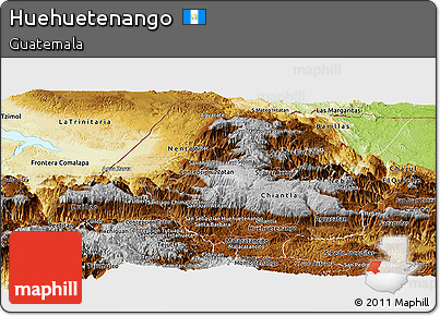 Physical Panoramic Map of Huehuetenango