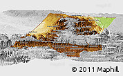 Physical Panoramic Map of Huehuetenango, lighten, desaturated