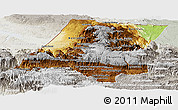 Physical Panoramic Map of Huehuetenango, lighten, semi-desaturated