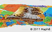 Physical Panoramic Map of Huehuetenango, political outside