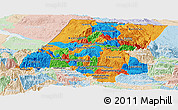 Political Panoramic Map of Huehuetenango, lighten