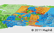 Political Panoramic Map of Huehuetenango, political shades outside