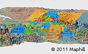 Political Panoramic Map of Huehuetenango, semi-desaturated