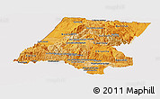 Political Shades Panoramic Map of Huehuetenango, cropped outside