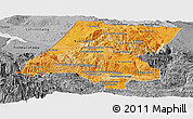 Political Shades Panoramic Map of Huehuetenango, desaturated