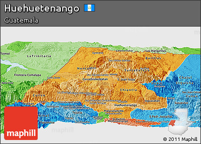 Political Shades Panoramic Map of Huehuetenango