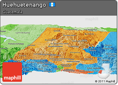 Political Shades Panoramic Map of Huehuetenango