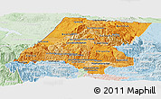 Political Shades Panoramic Map of Huehuetenango, lighten