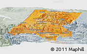 Political Shades Panoramic Map of Huehuetenango, lighten, semi-desaturated