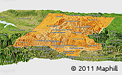 Political Shades Panoramic Map of Huehuetenango, satellite outside