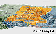 Political Shades Panoramic Map of Huehuetenango, semi-desaturated