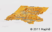 Political Shades Panoramic Map of Huehuetenango, single color outside