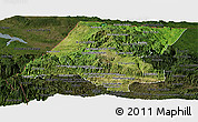 Satellite Panoramic Map of Huehuetenango, darken
