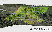 Satellite Panoramic Map of Huehuetenango, darken, semi-desaturated