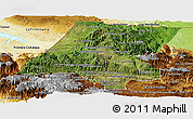 Satellite Panoramic Map of Huehuetenango, physical outside