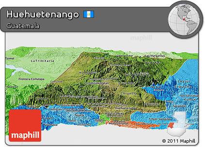 Satellite Panoramic Map of Huehuetenango, political shades outside