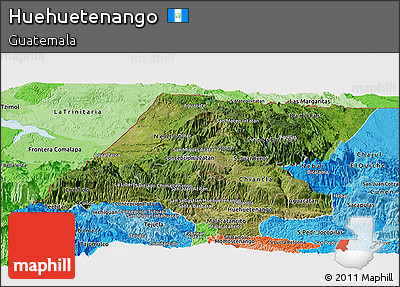 Satellite Panoramic Map of Huehuetenango, political shades outside