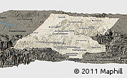 Shaded Relief Panoramic Map of Huehuetenango, darken