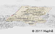 Shaded Relief Panoramic Map of Huehuetenango, lighten, desaturated