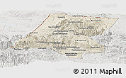 Shaded Relief Panoramic Map of Huehuetenango, lighten, semi-desaturated