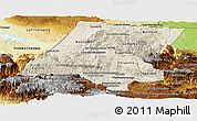 Shaded Relief Panoramic Map of Huehuetenango, physical outside