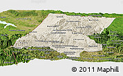 Shaded Relief Panoramic Map of Huehuetenango, satellite outside