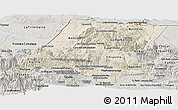 Shaded Relief Panoramic Map of Huehuetenango, semi-desaturated