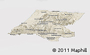 Shaded Relief Panoramic Map of Huehuetenango, single color outside