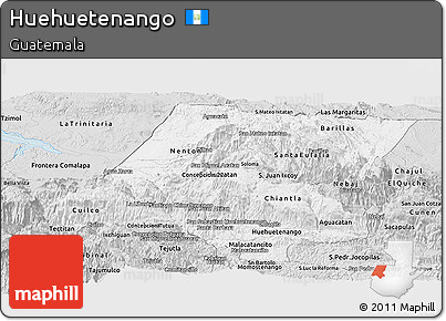 Silver Style Panoramic Map of Huehuetenango