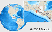 Shaded Relief Location Map of S.Gaspar Ixchil, highlighted country, highlighted parent region