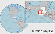 Gray Location Map of S.Sebastian Hueh, highlighted country, hill shading