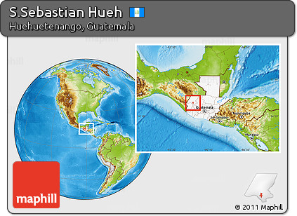 Physical Location Map of S.Sebastian Hueh, highlighted country, within the entire country