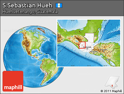Physical Location Map of S.Sebastian Hueh, highlighted country, within the entire country