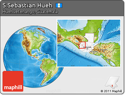 Physical Location Map of S.Sebastian Hueh, highlighted country, within the entire country