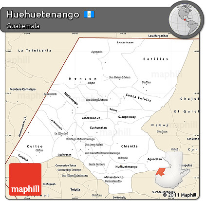 Classic Style Simple Map of Huehuetenango